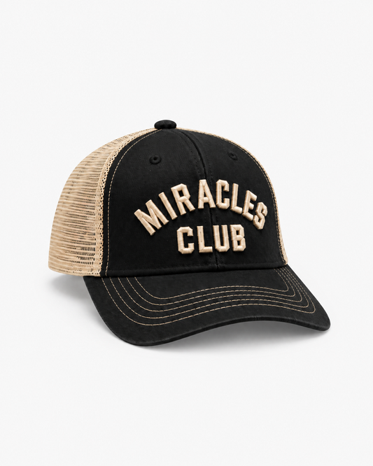 MIRACLES CLUB Trucker front angle view